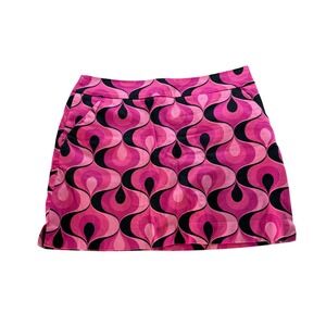 Loudmouth Ladies Pink Black‎ Retro Swirl A-Line Golf Womens Skirt Size 8
